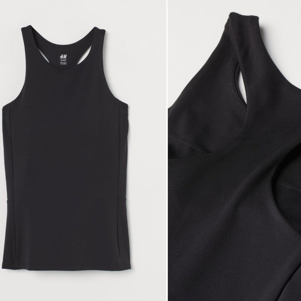 H&M Black Sports Tank Top with Bra/ Padded